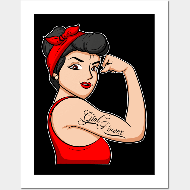 Ladies Rockabilly Girl Vintage Retro Girl Tattoo PinUp Wall Art by Anfrato